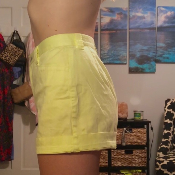 Yellow High Rise Shorts - Picture 3 of 5